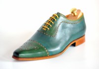Bicolor handpainted oxfords blue-yellow-green 116-07 pic1